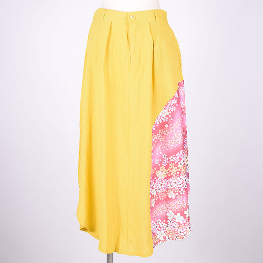 [One of a kind] TKg Mustard Color and Cherry Blossom Skirts