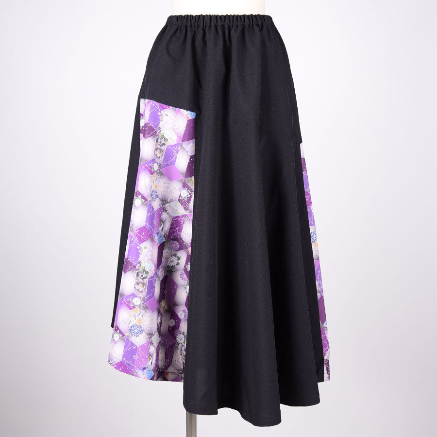 gouk 6 pieces Switching Flare Skirt / PUR-BK