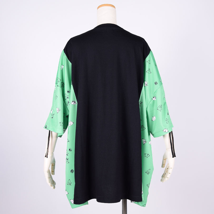 MINT NeKO Sleeve Gather Top / BK-GRN