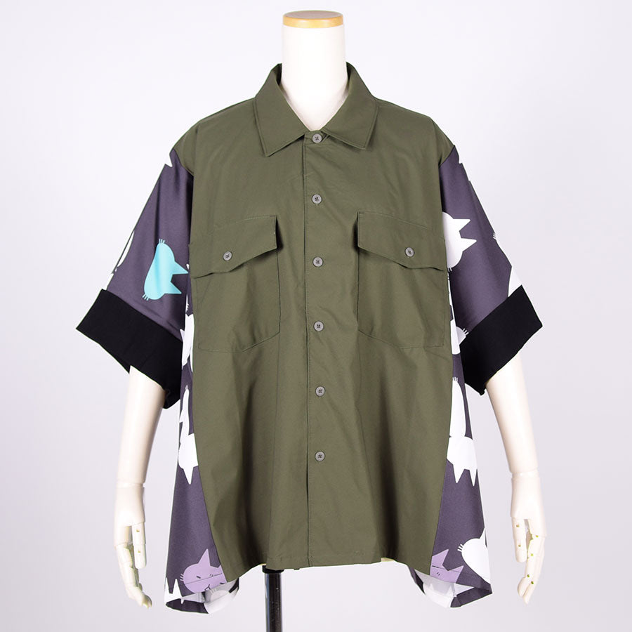 MINT NeKO Patchwork Wide Shirt / KHA