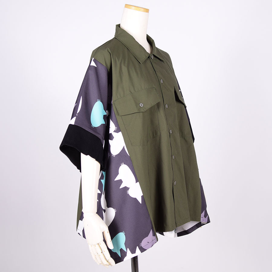 MINT NeKO Patchwork Wide Shirt / KHA