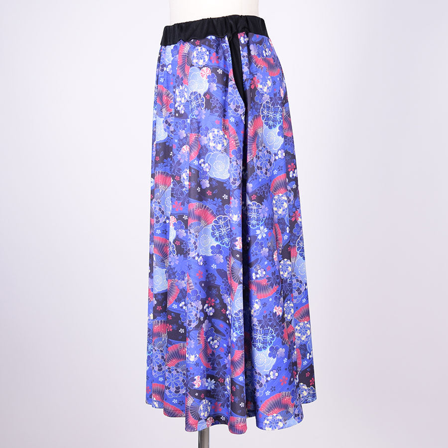 gouk Japanese pattern flare skirt / NV-BK