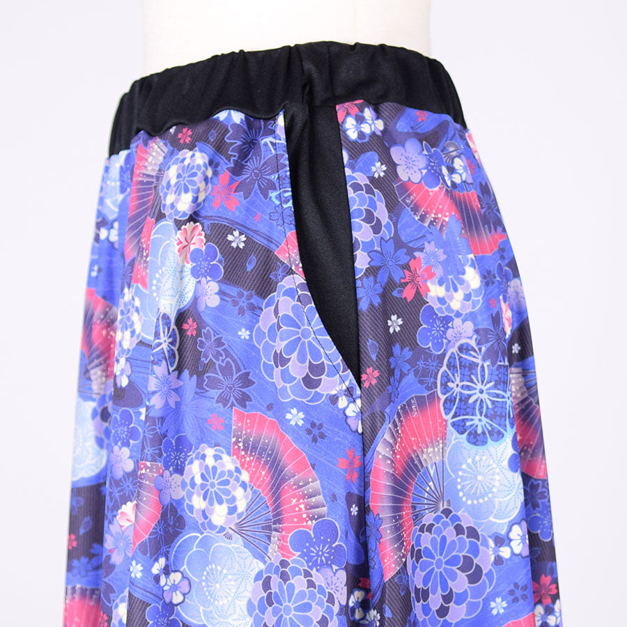 gouk Japanese pattern flare skirt / NV-BK