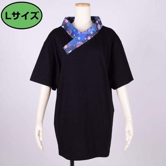 gouk 着物襟Tシャツ BK-BL・L