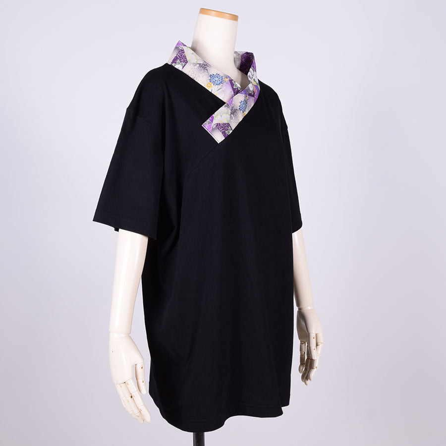 gouk Kimono Collar T -shirt / PUR-BK・L