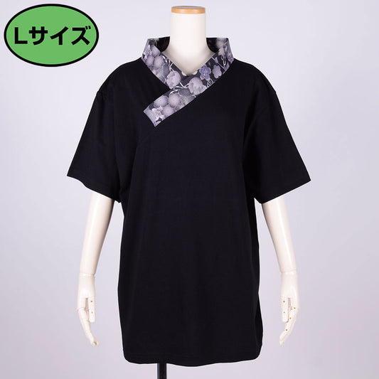 gouk 着物襟Tシャツ BK-GY・L