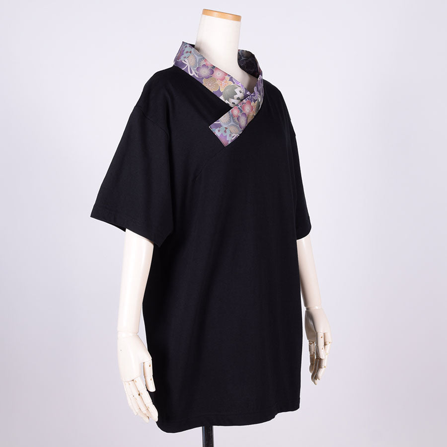 gouk Kimono Collar T -shirt / BK-PUR・L