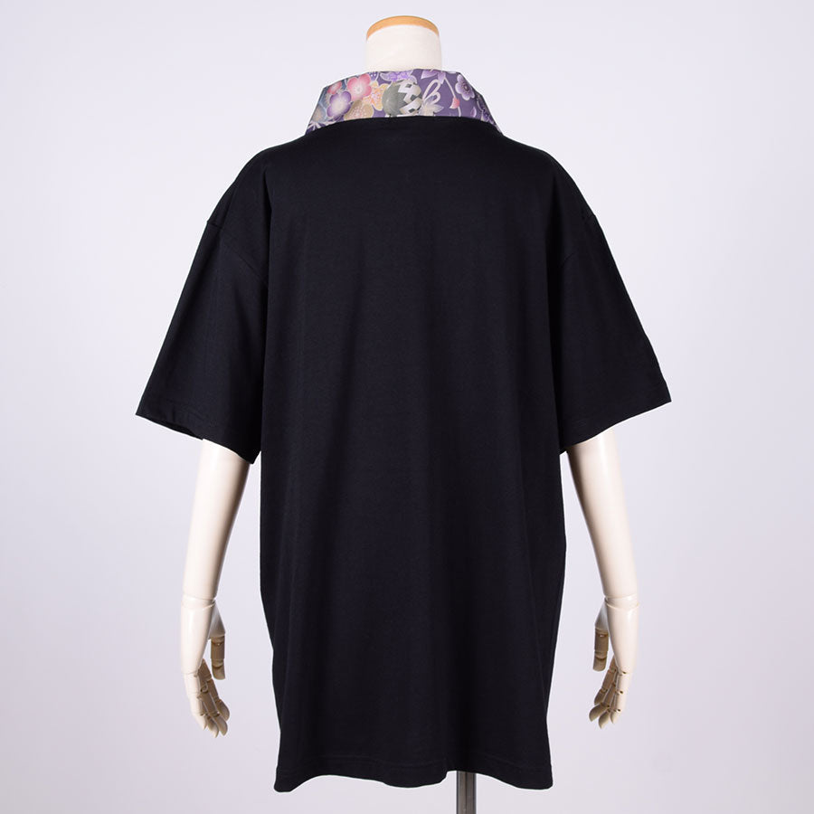 gouk Kimono Collar T -shirt / BK-PUR・L