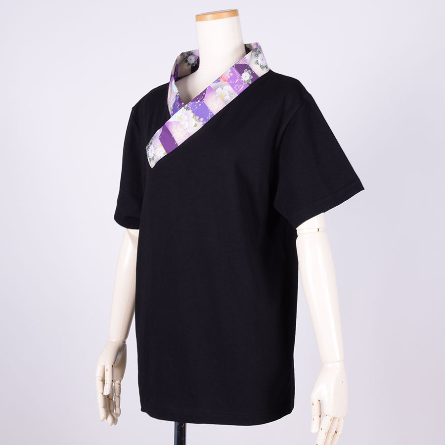 gouk Kimono Collar T -shirt / PUR-BK・M