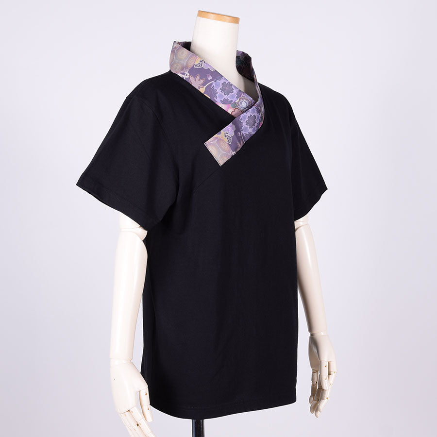 gouk Kimono Collar T -shirt / BK-PUR・M