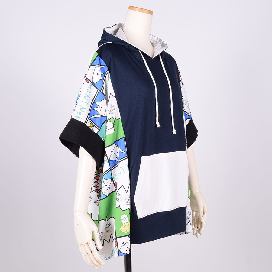 MINT NeKO Multicolor Patchwork Hoodie / NV-WH