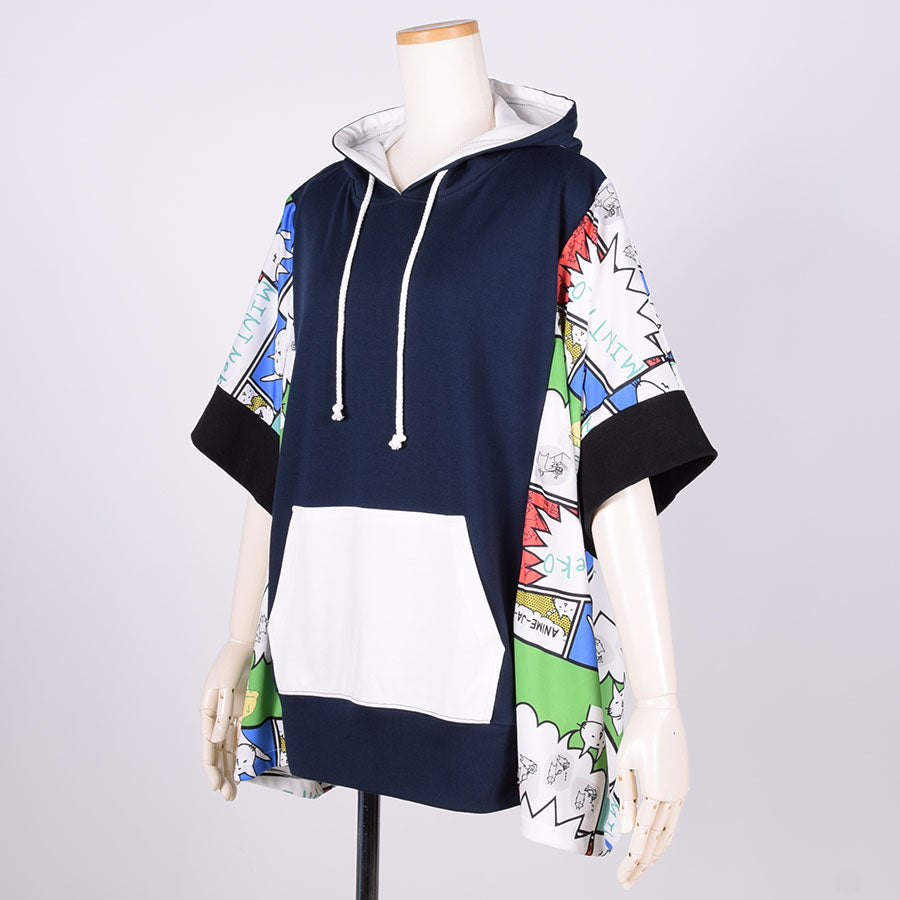 MINT NeKO Multicolor Patchwork Hoodie / NV-WH