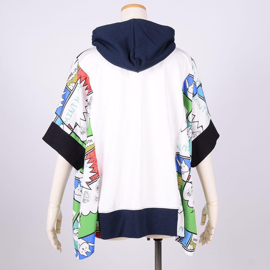 MINT NeKO Multicolor Patchwork Hoodie / NV-WH