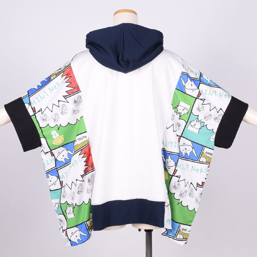 MINT NeKO Multicolor Patchwork Hoodie / NV-WH