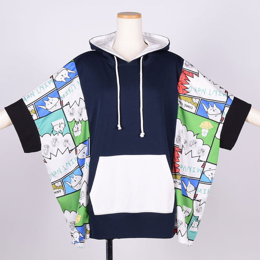 MINT NeKO Multicolor Patchwork Hoodie / NV-WH