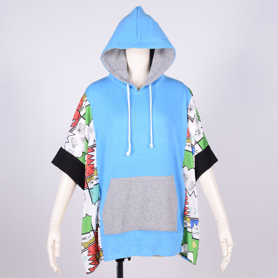 MINT NeKO Multicolor Patchwork Hoodie / BL-GY