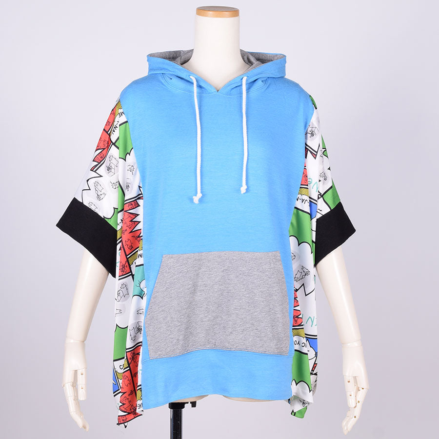 MINT NeKO Multicolor Patchwork Hoodie / BL-GY