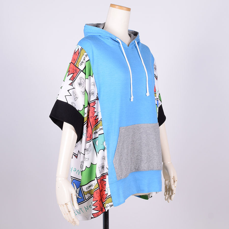 MINT NeKO Multicolor Patchwork Hoodie / BL-GY