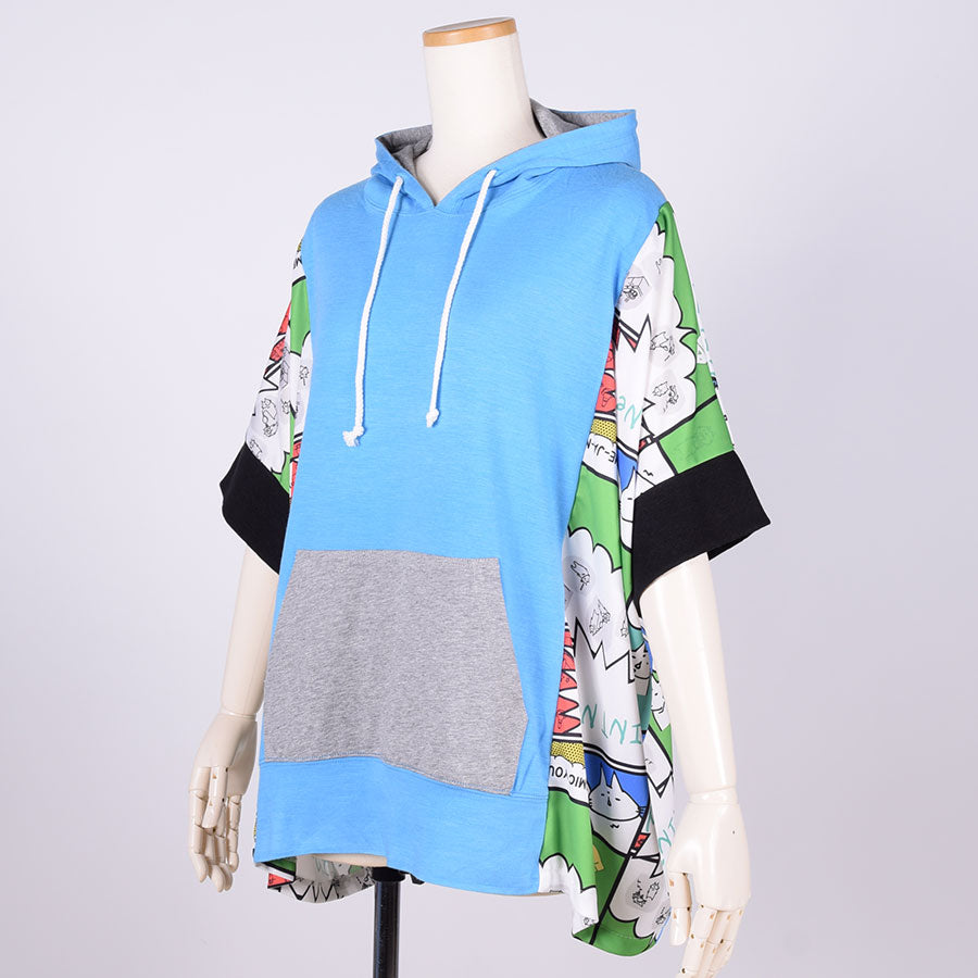 MINT NeKO Multicolor Patchwork Hoodie / BL-GY