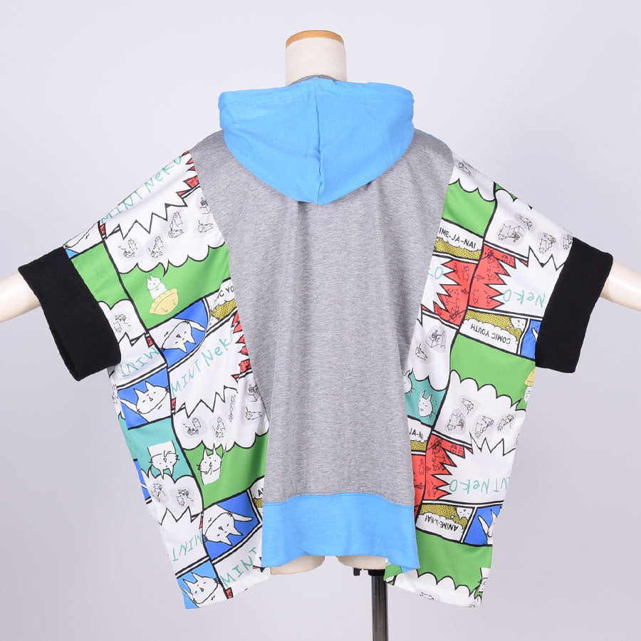 MINT NeKO Multicolor Patchwork Hoodie / BL-GY