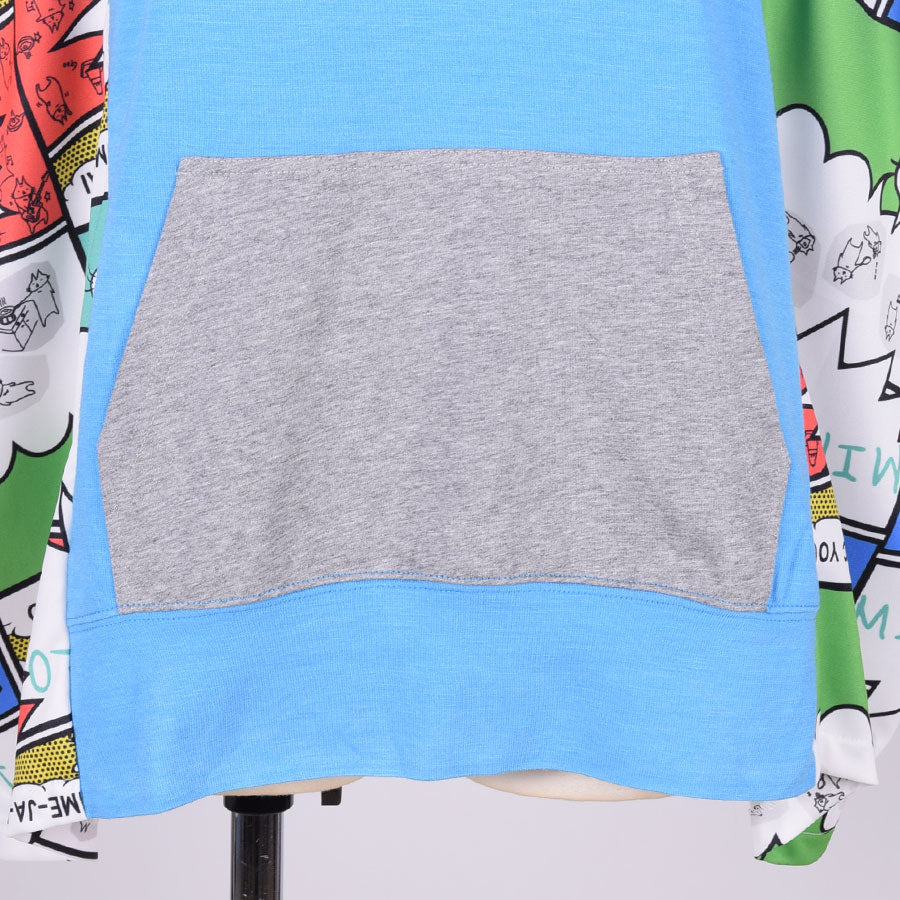 MINT NeKO Multicolor Patchwork Hoodie / BL-GY