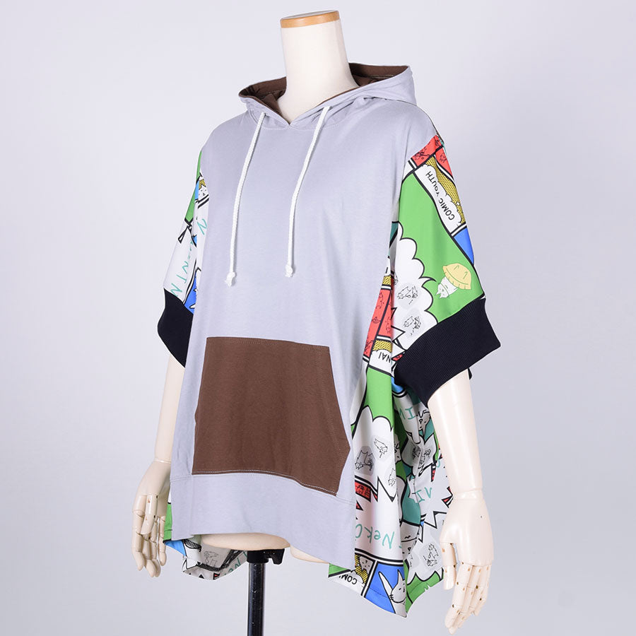 MINT NeKO Multicolor Patchwork Hoodie / GY-BRN