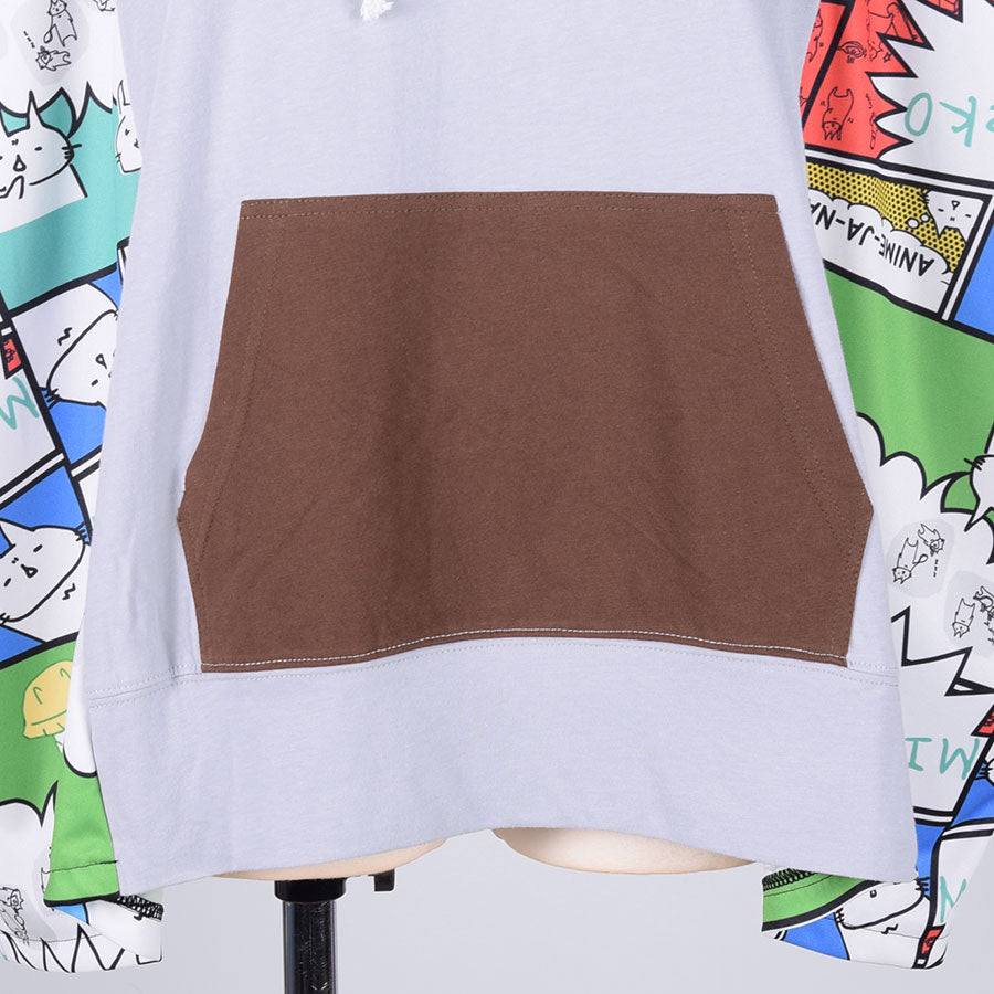 MINT NeKO Multicolor Patchwork Hoodie / GY-BRN