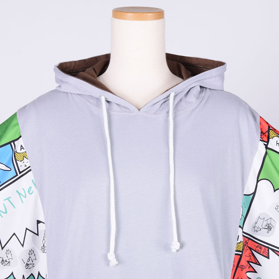 MINT NeKO Multicolor Patchwork Hoodie / GY-BRN