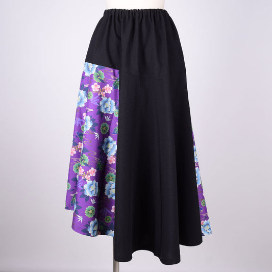 gouk 6 Sheets Switched Flare Skirt / BK-PUR