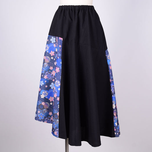 gouk 6 Sheets Switched Flare Skirt / BK-BL