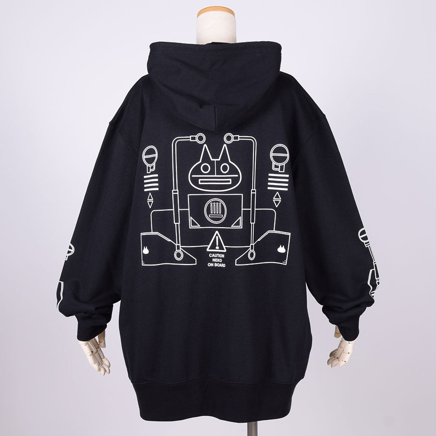 MINT NeKO Robo BIG Hoodie / BK-WH