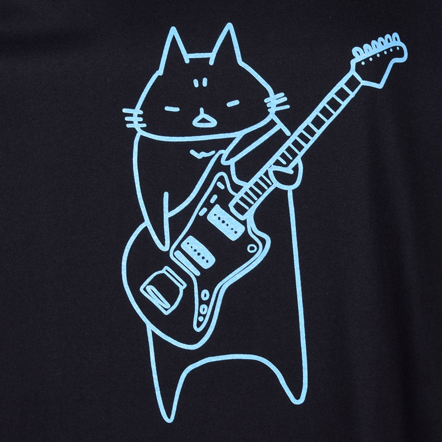 MINT NeKO Wagahai and Guitar T-shirt BK-BL / L