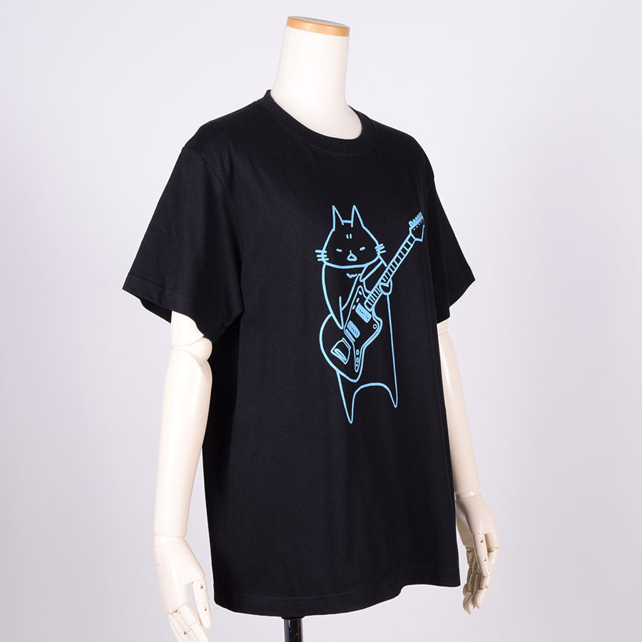 MINT NeKO Wagahai and Guitar T-shirt BK-BL / M