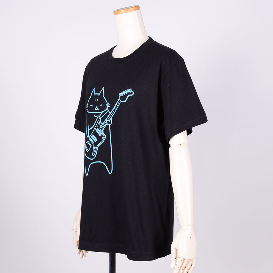 MINT NeKO Wagahai and Guitar T-shirt BK-BL / M