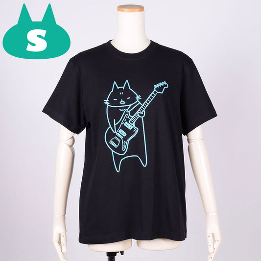 MINT NeKO Wagahai and Guitar T-shirt BK-BL / S