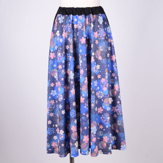 gouk Japanese Pattern Flare Skirt / BK-BL