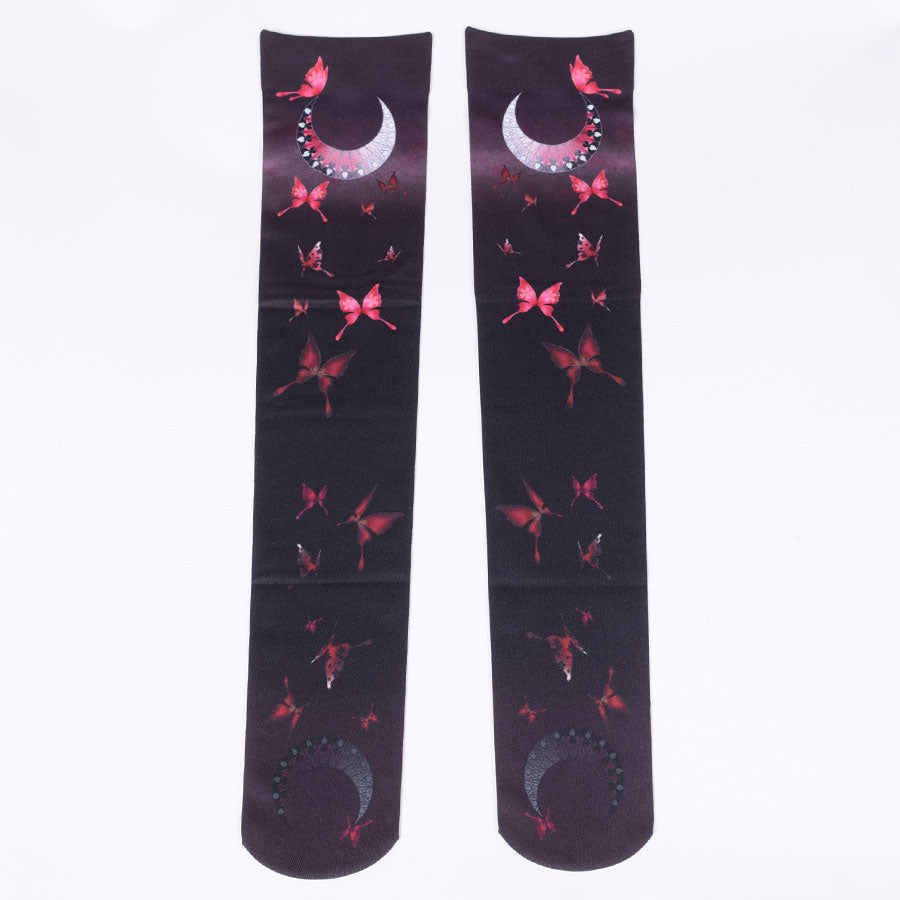 Moriguchika Abyss Butterfly Over Knee Socks  / RD