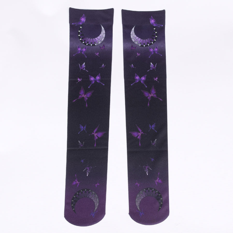 Moriguchika Abyss Butterfly Over Knee Socks  / PUR