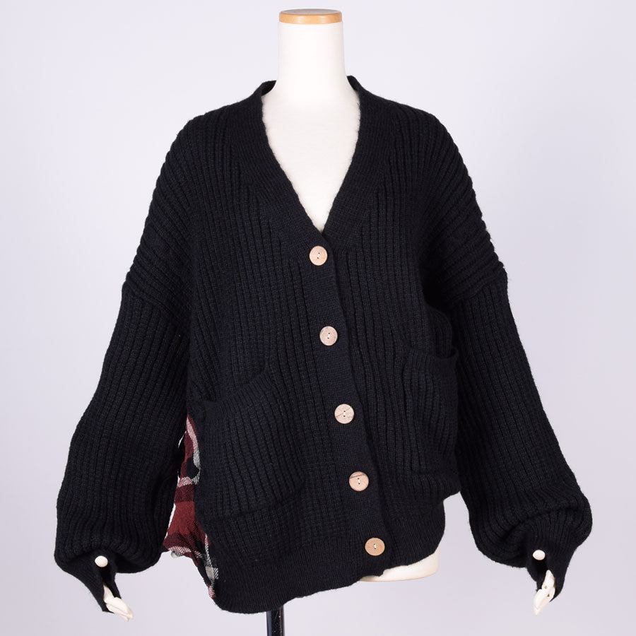 [One of a kind] TKR CRUMPLED Back Check Cardigan