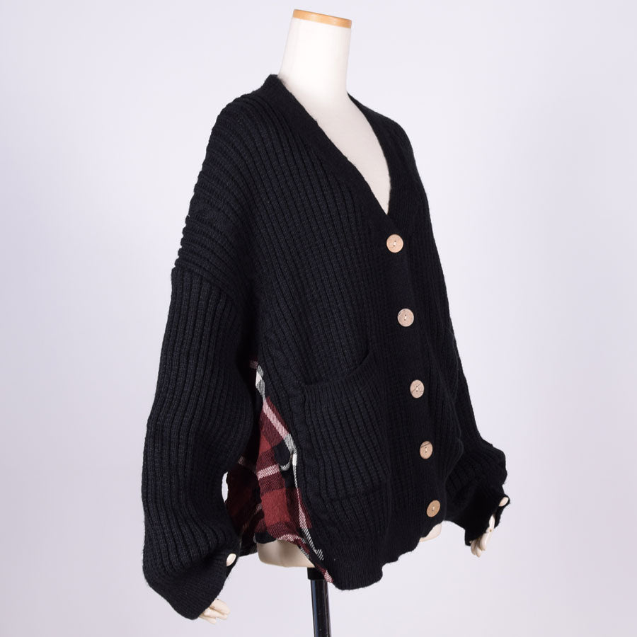 [One of a kind] TKR CRUMPLED Back Check Cardigan