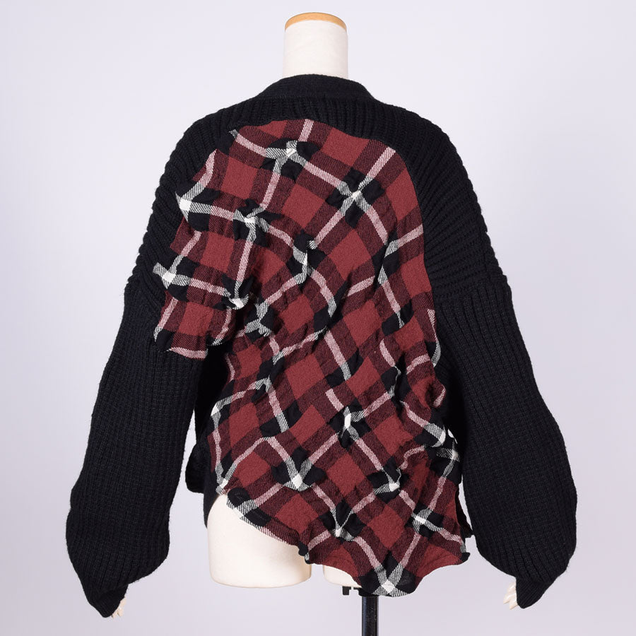 [One of a kind] TKR CRUMPLED Back Check Cardigan