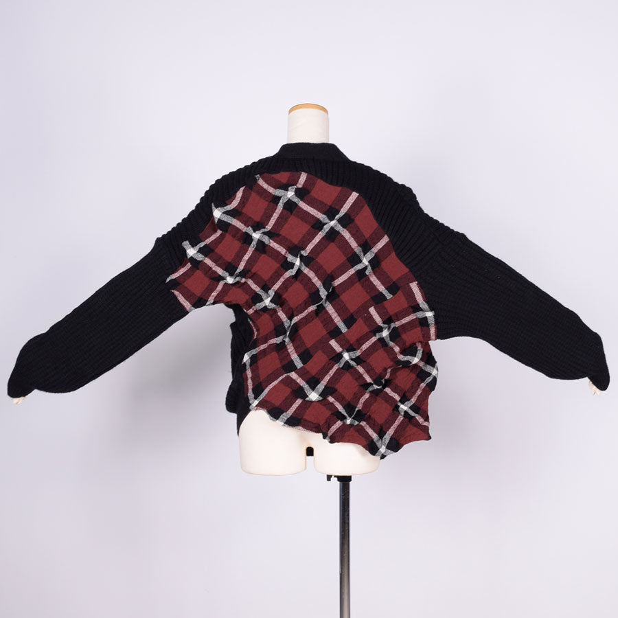 [One of a kind] TKR CRUMPLED Back Check Cardigan