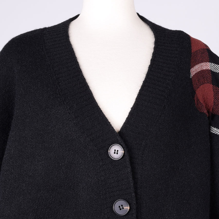 [One of a kind] TKr CRUMPLED Left Shoulder Check Cardigan