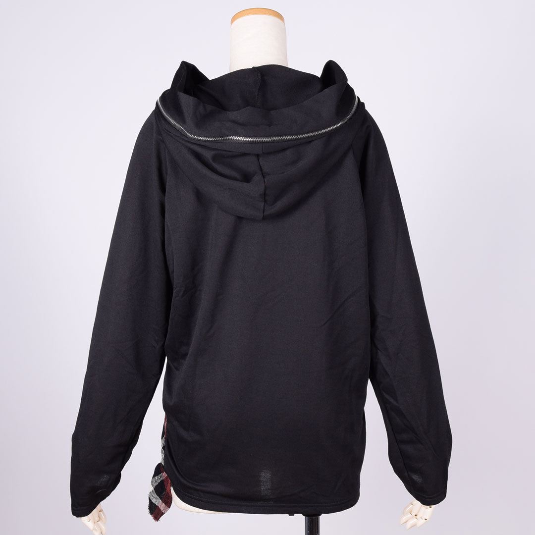 [One of a kind] TKr CRUMPLED Fastener Hooded Tops