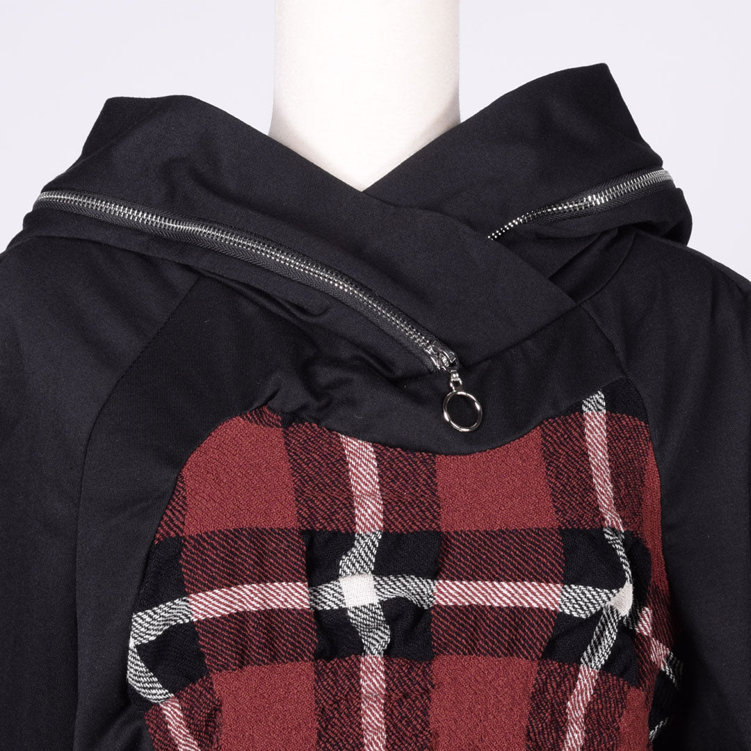 [One of a kind] TKr CRUMPLED Fastener Hooded Tops