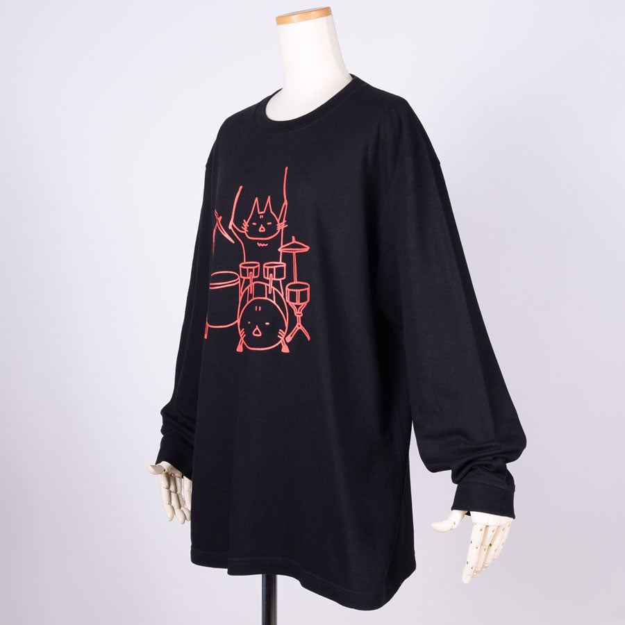 MINT NeKO Tama's drum Long Sleeve T-shirt  / XL