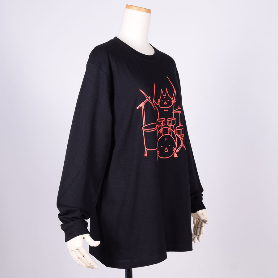 MINT NeKO Tama's drum Long Sleeve T-shirt  / L