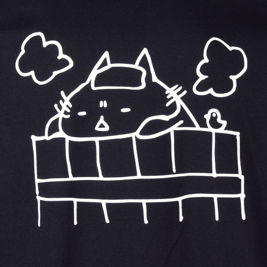 MINT NeKO Wagahai Taking a Bath Long Sleeve T-shirt BK-WH / S