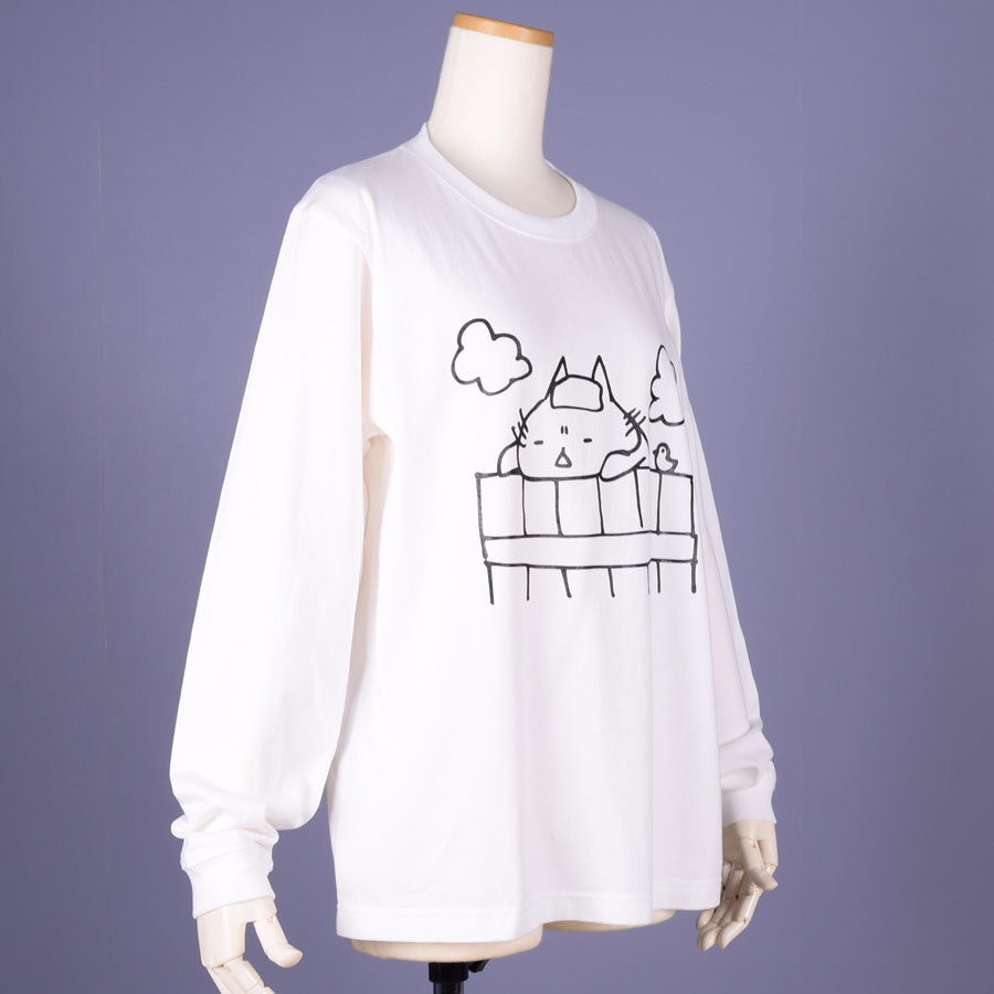 MINT NeKO Wagahai Taking a Bath Long Sleeve T-shirt WH-BK / M