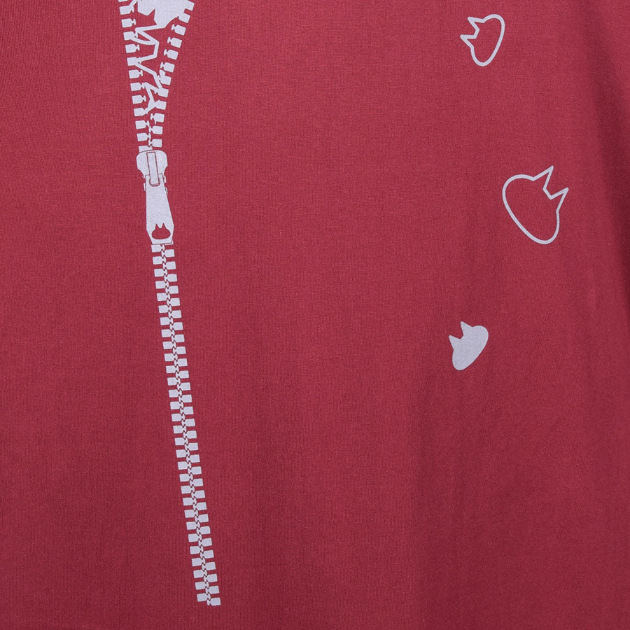 MINT NeKO Zipper Print Big T-Shirt / RD